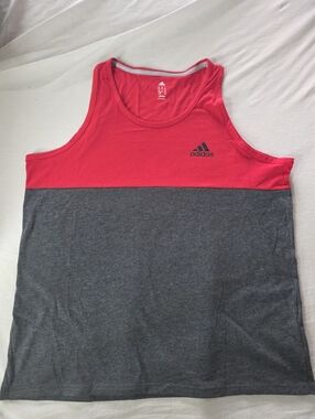 adidas Red and Charcoal Colorblock Tank Top men's XL Cotton Blend Nwot